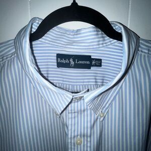 Ralph Lauren Oxford Button down White Blue Stripes 2XLT Tall Big and Tall